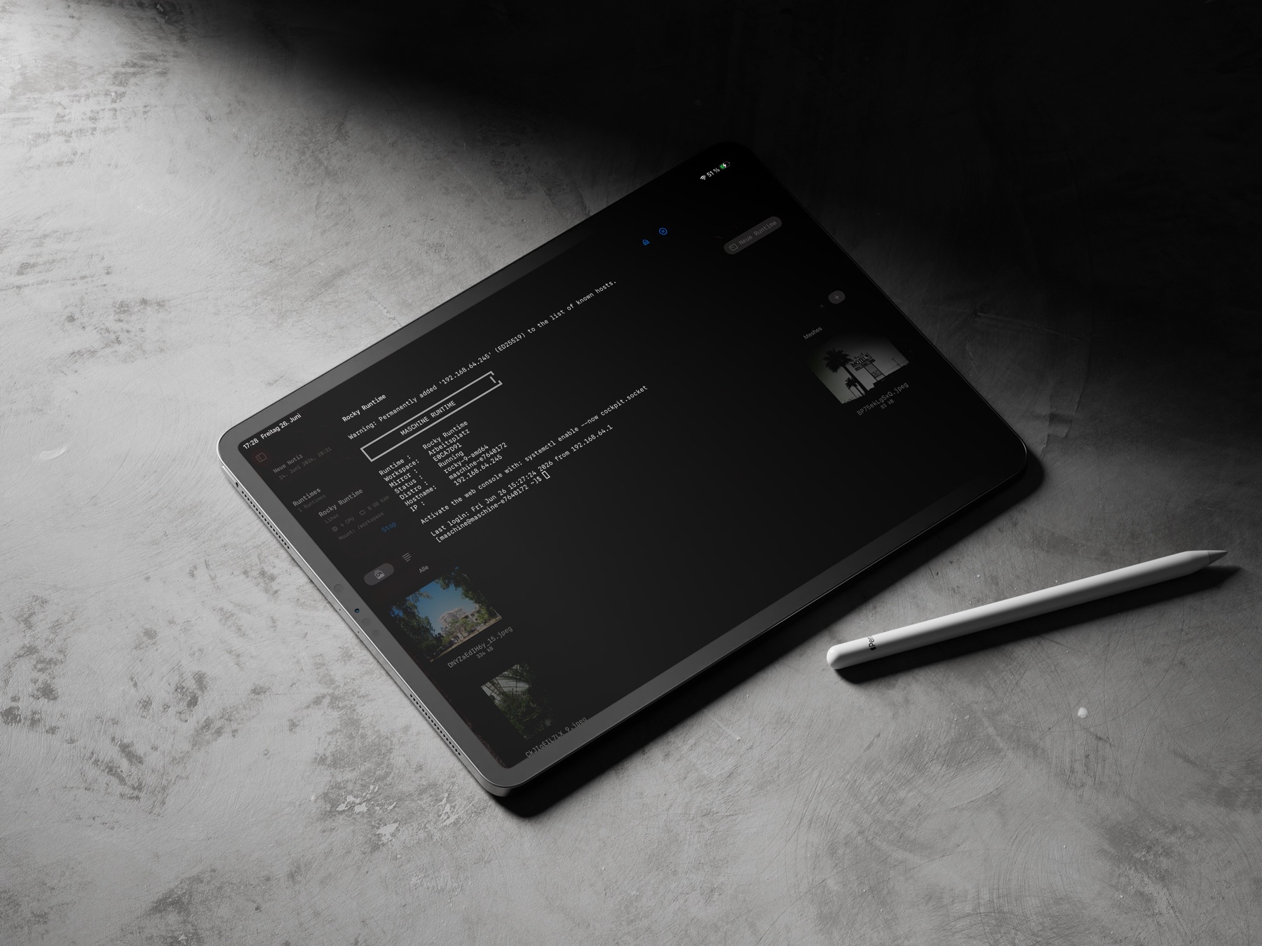 Terminal-Sitzung in einer MASCHINE Linux Runtime